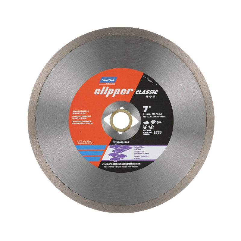 Norton Clipper Classic 07660702788 Dry Continuous Rim Tile Blade, 7 in W, Diamond