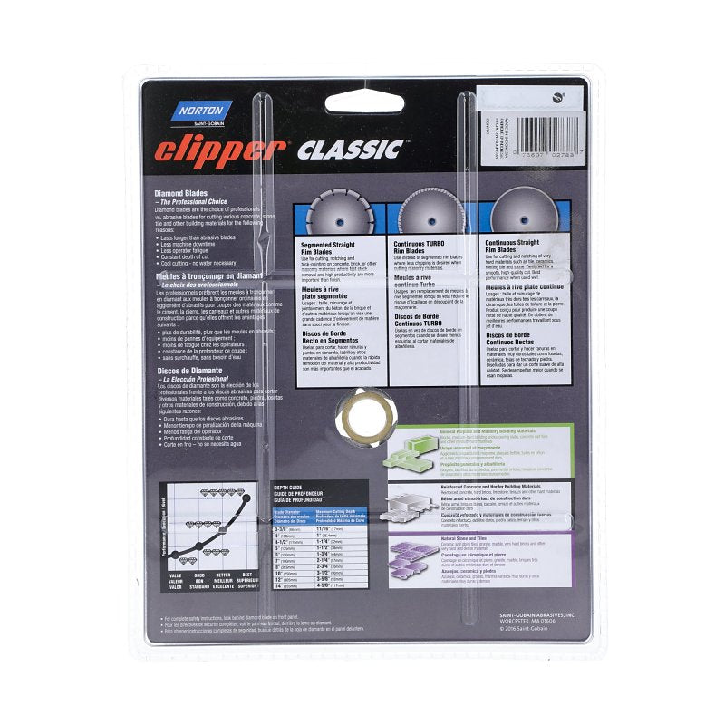 Norton Clipper Classic 07660702788 Dry Continuous Rim Tile Blade, 7 in W, Diamond