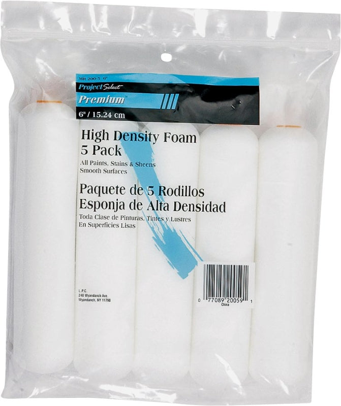 Linzer MR200-5-6 Mini Roller Cover, 1/4 in Thick Nap, 6 in L, Foam Cover, White