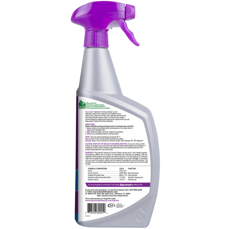 Rejuvenate Lemon Scent Cabinet and Wood Cleaner 32 oz Liquid, Pack of 6