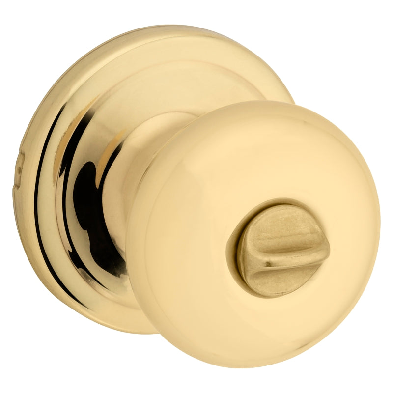 Kwikset Signature Series 730J 3 CP Privacy Lockset, Juno, Mushroom Design, Knob Handle, Polished Brass, Zinc