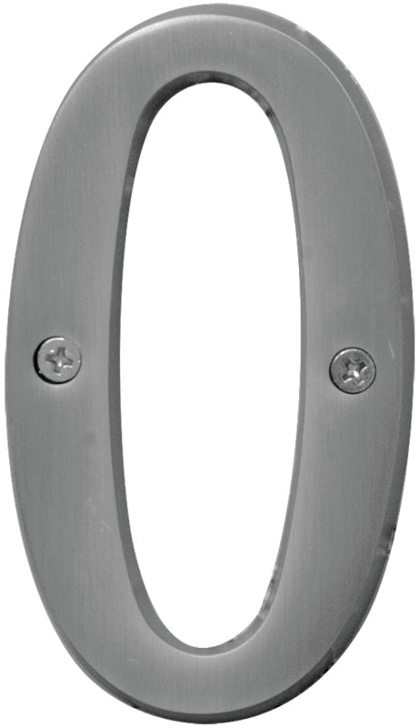 Hy-Ko BR-43SN, Prestige Series BR-43SN/0 House Number, Character: 0, 4 in H Character, Brass, Pack of 3