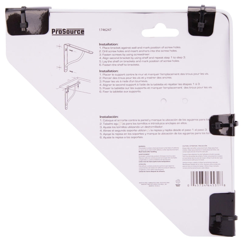 ProSource SB-010PS Decorative and Elegant Shelf Bracket, 220 lb/Pair, 8 in L, 8 in H, Steel, White