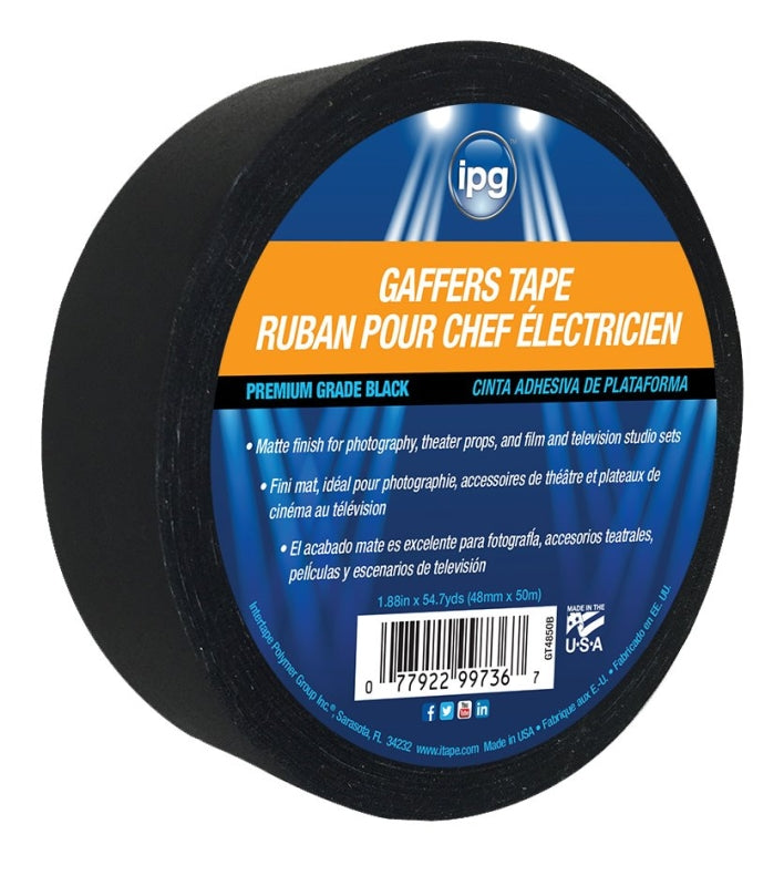 IPG 5638 Gaffer's Tape, 60 yd L, 1.87 in W, Black