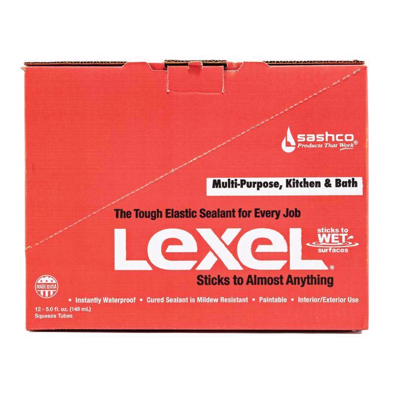 Sashco Lexel Clear Synthetic Rubber All Purpose Caulk 5 oz, Pack of 12