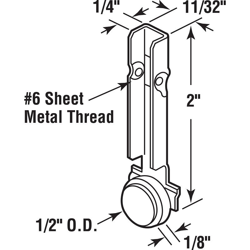 Prime-Line G 3000 Roller Assembly, 11/32 in W, 2 in L, Aluminum/Nylon