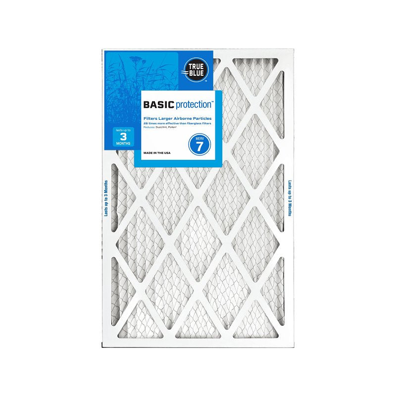 True Blue 216251 Air Filter, Pleated, 1 in Thick, 25 in L, 16 in W, 7 MERV, Cardboard Frame, Pack of 12