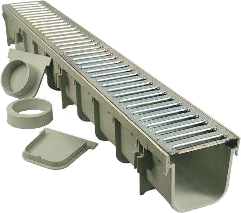 NDS Pro Series 864G Channel Drain Kit, 39-1/2 in L, HDPE, Gray, ADA Compliant