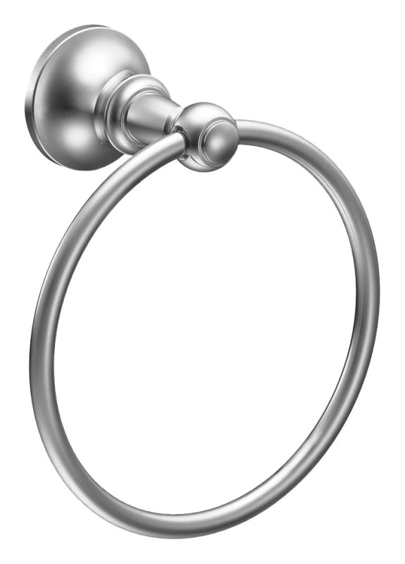 Moen Vale Series DN4486CH Towel Ring, 6.37 in Dia Ring, 22 lb, Aluminum/Zinc, Chrome, Screw Mounting