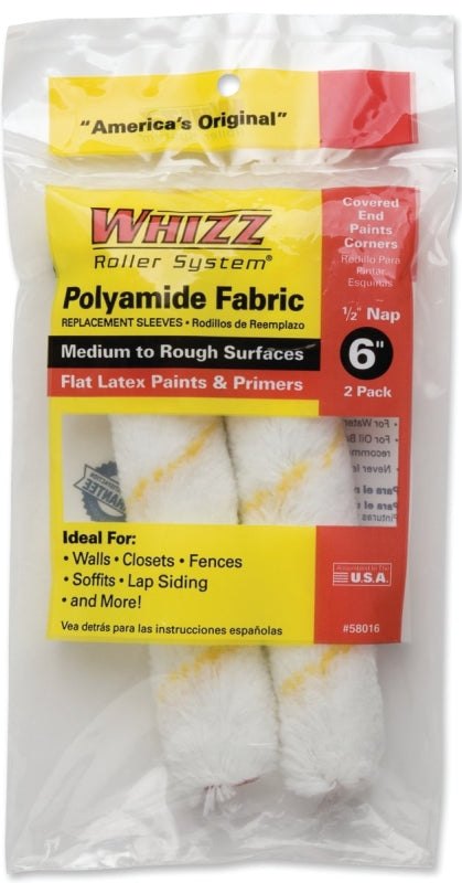 Whizz Maximus 58016 Mini Roller Cover, 1/2 in Thick Nap, 6 in L, Polyamide Cover