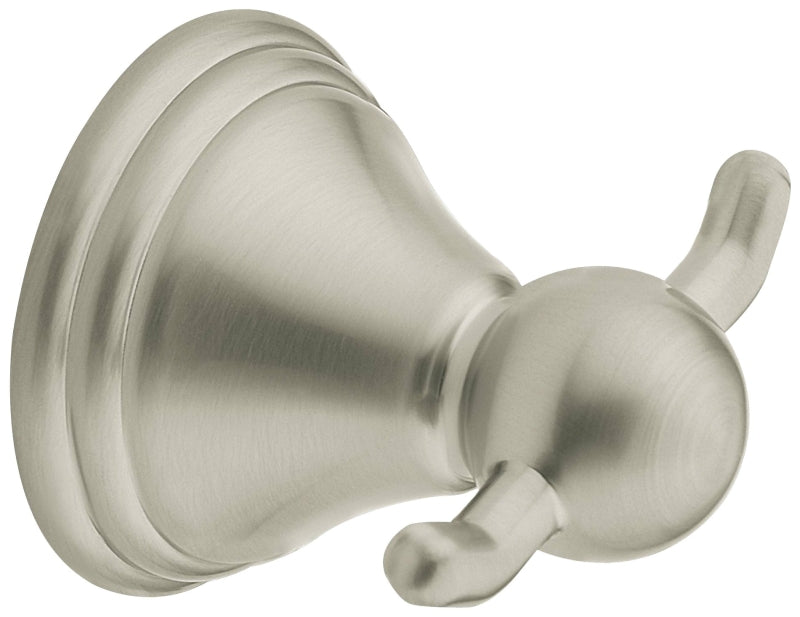 Moen Preston Series DN8403BN Robe Hook, 30 lb, 2 -Hook, Zinc, Brushed Nickel, Screw