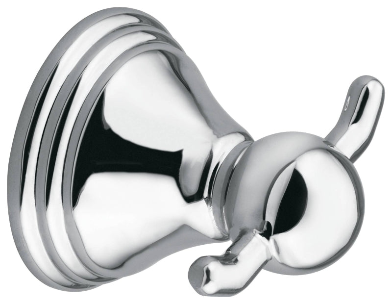 Moen Preston Series DN8403CH Robe Hook, 30 lb, 2 -Hook, Zinc, Chrome-Plated, Screw