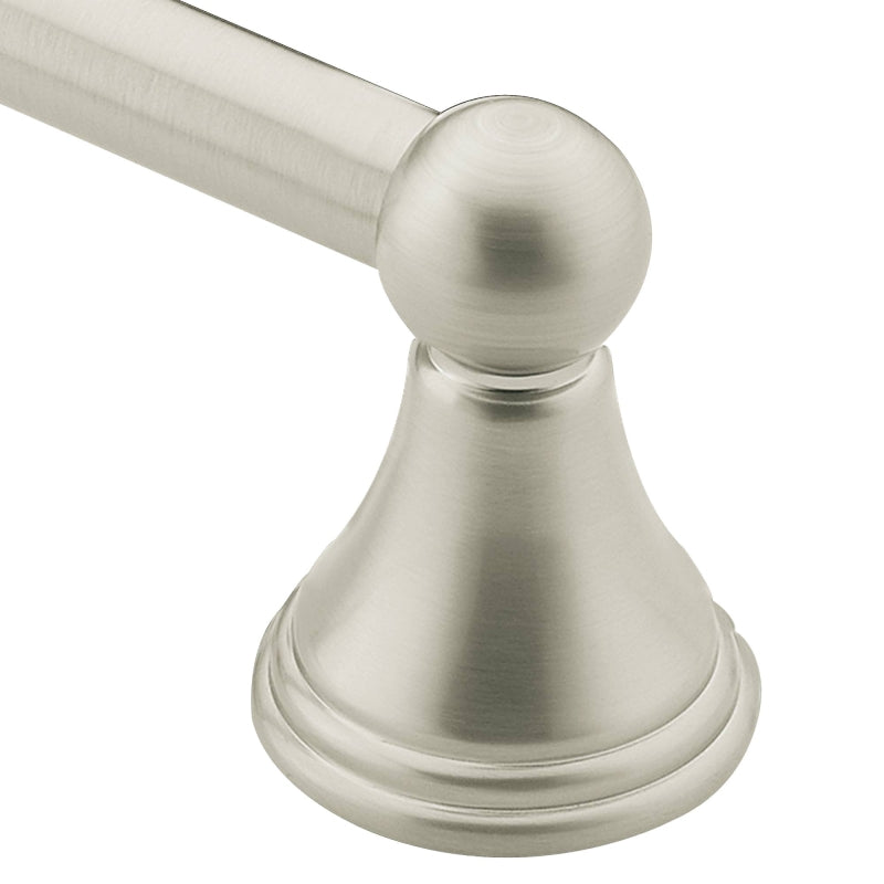 Moen Preston Series DN8418BN Towel Bar, 18 in L Rod, Aluminum, Brushed Nickel, Surface