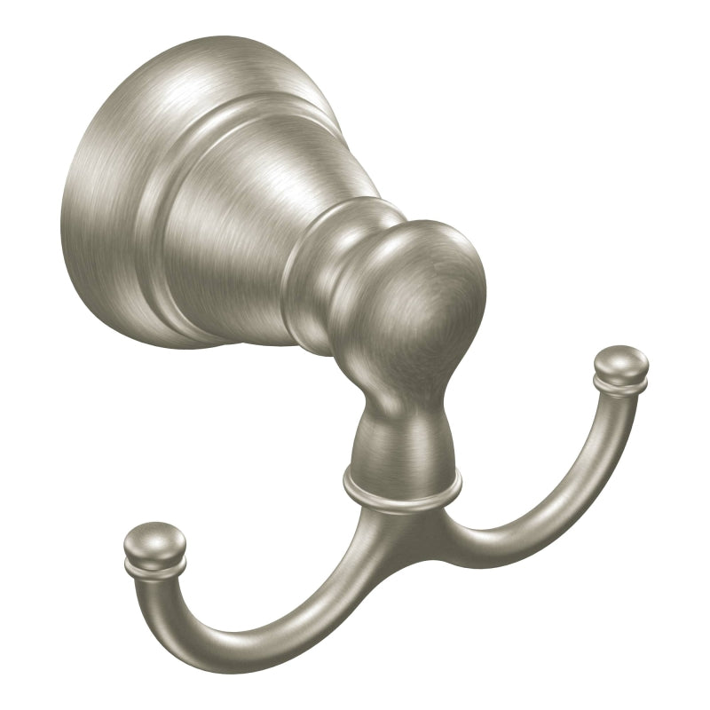 Moen Banbury Series Y2603BN Robe Hook, 35 lb, 2 -Hook, Zinc, Brushed Nickel, Wall