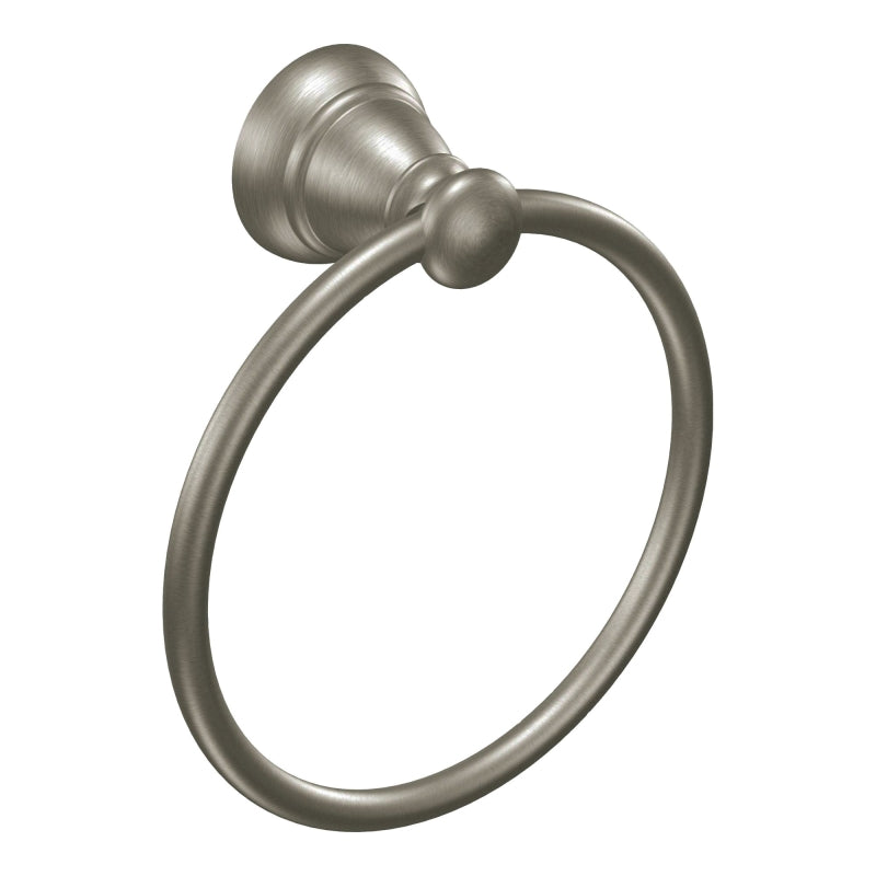 Moen Banbury Series Y2686BN Towel Ring, 6 in Dia Ring, 22 lb, Aluminum/Zinc, Brushed Nickel, Screw