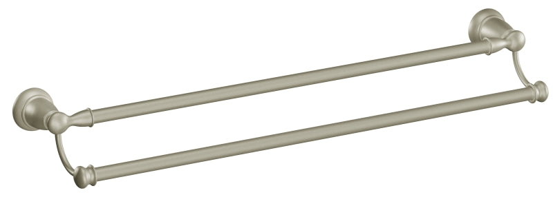Moen Banbury Series Y2622BN Double Towel Bar, 24 in L Rod, Aluminum/Zamak, Brushed Nickel, Surface