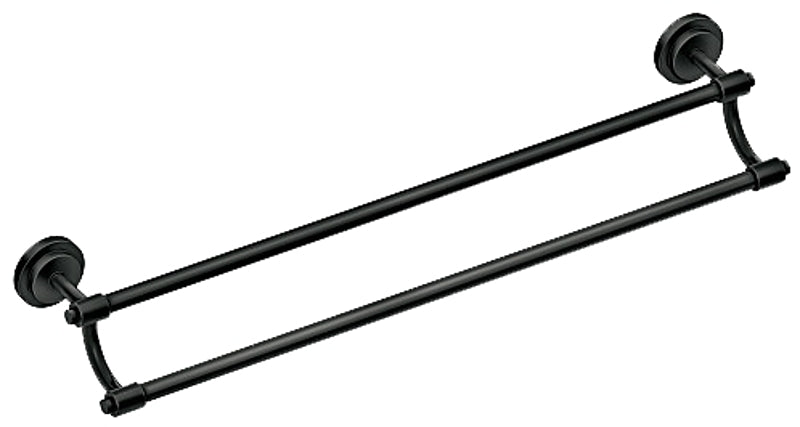 Moen Iso Series DN0722BL Towel Bar, 5.28 in Projection, 26.44 in OAL, 24 in L Rod, Aluminum/Zinc, Matte, Wall