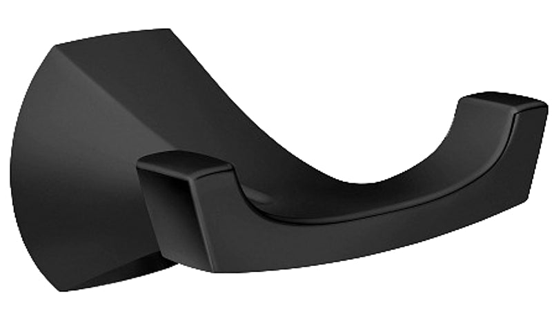 Moen Lindor Series MY8703BL Robe Hook, 2-Hook, Zinc, Matte, Wall Mounting