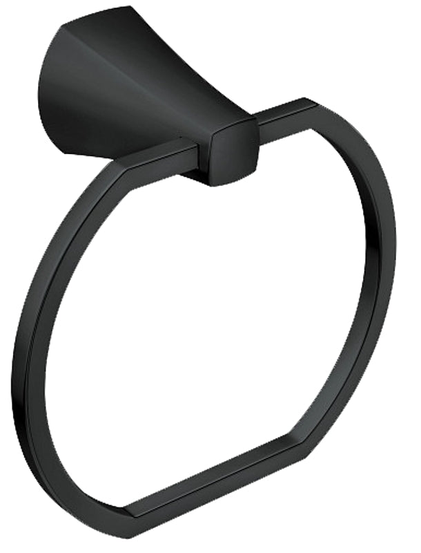 Moen Lindor Series MY8786BL Towel Ring, 5-7/16 in Dia Ring, 22 lb, Aluminum/Zinc, Matte, Wall