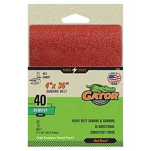 Gator 3193 Stationary Sanding Belt, 4 in W, 36 in L, 40 Grit, Extra Coarse, Aluminum Oxide Abrasive