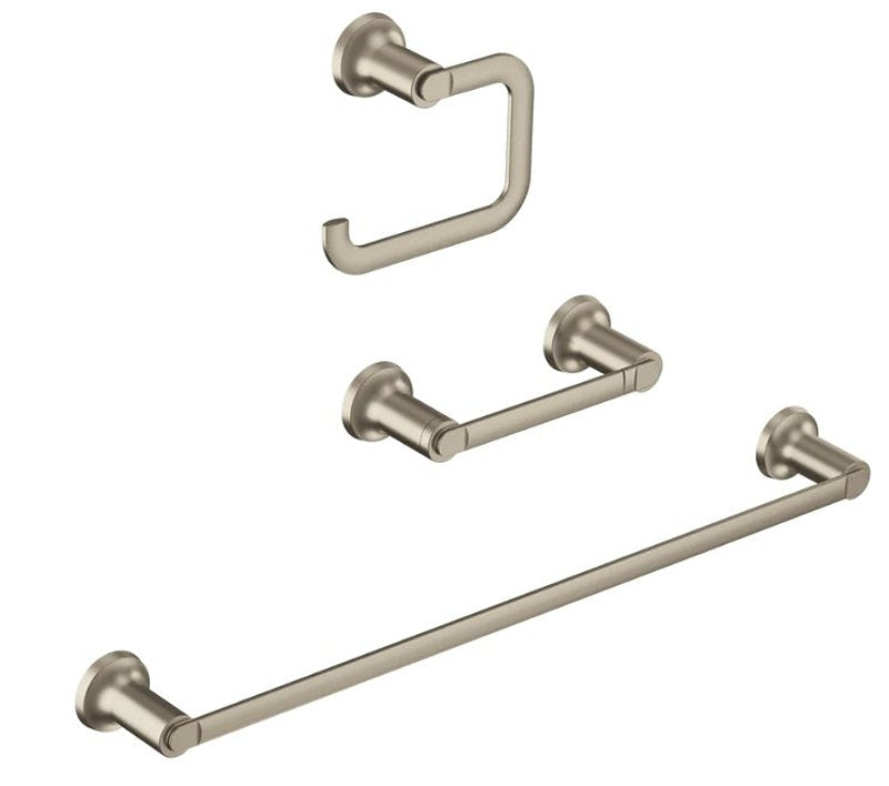Moen Zyla Series Y1633BN Bathroom Hardware Set, Zinc, Brushed Nickel, 3-Piece