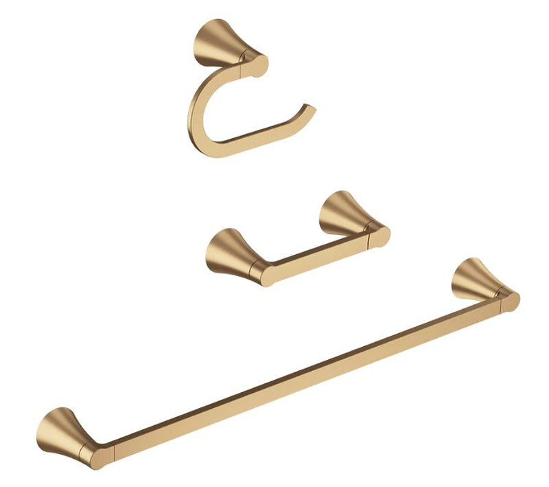 Moen Mikah Series Y0733BZG Bathroom Hardware Set, Zinc, Brushed Gold, 3-Piece