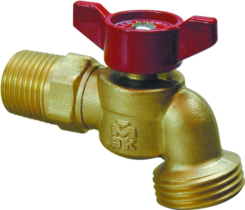 B & K 103-053HN Hose Bibb, 1/2 x 3/4 in Connection, MPT x Male Hose, 125 psi Pressure, Brass Body, Chrome-Plated