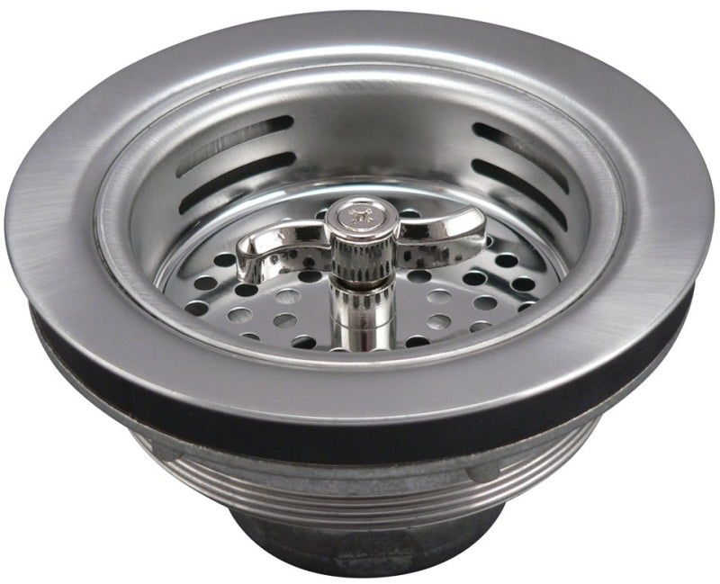 Keeney 1433SS Basket Strainer, 4-7/16 in Dia, Stainless Steel, 3-1/4 in Mesh, For: 3-1/2 in Dia Opening Sinks