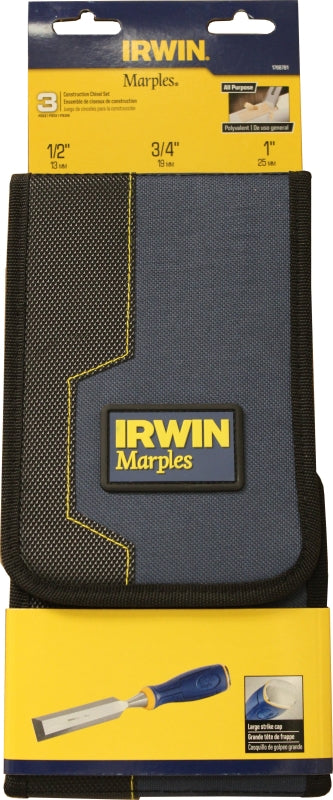 Irwin Marples Series 1768781 Construction Chisel Wallet, 4-1/4, 4-1/8 in OAL, Steel Blade, Ergonomic Handle