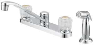 Boston Harbor F8F10041CP Kitchen Faucet, 1.8 gpm, 2-Handle, 4-Faucet Hole, Metal/Plastic, Chrome, Deck, Knob Handle