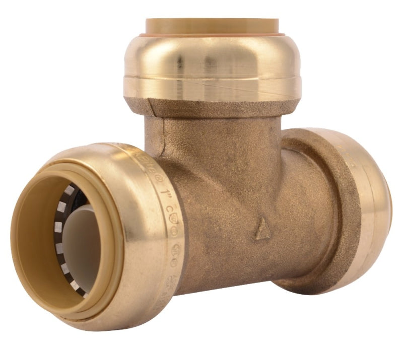 SharkBite U374LFA Pipe Tee, 1 in, Push-Fit, Brass, 200 psi Pressure
