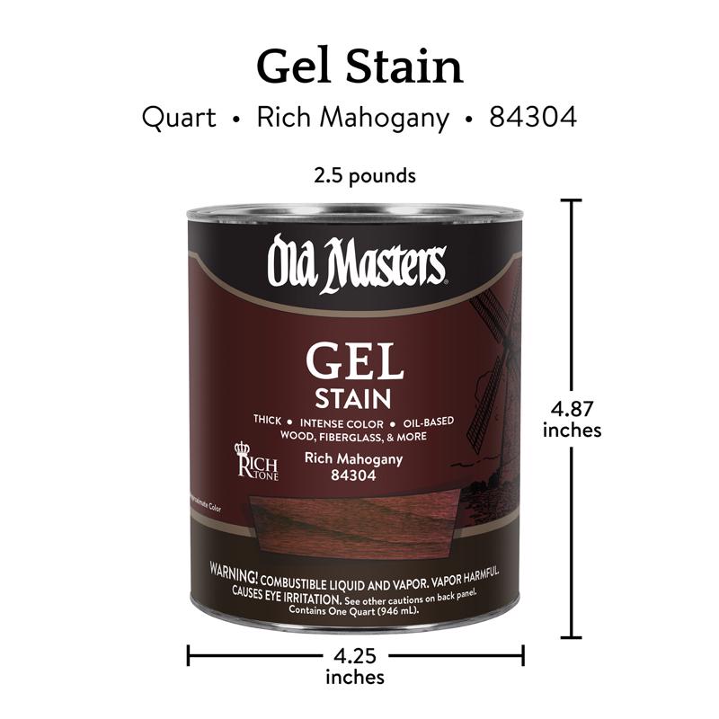 Old Masters Semi-Transparent Rich Mahogany Oil-Based Alkyd Gel Stain 1 qt