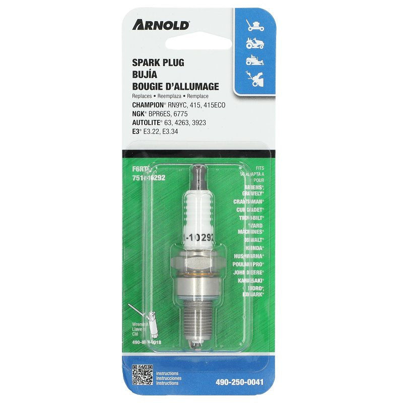NGK BPR6ES Spark Plug, 0.9 mm Fill Gap, 14 mm Thread, 13/16 in Hex