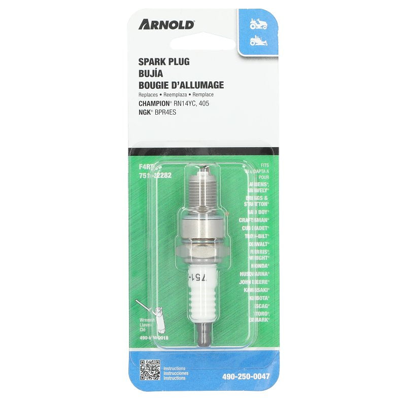 NGK 7222 BPR4ES Spark Plug, 0.031 in Fill Gap, 14 mm Thread, 13/16 in Hex, Nickel