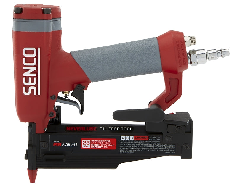 Senco TN11G1 Pin Nailer, 100 Magazine, Straight Collation, Strip Collation, 1/2 to 1-3/8 in Fastener, 1.1 scfm Air