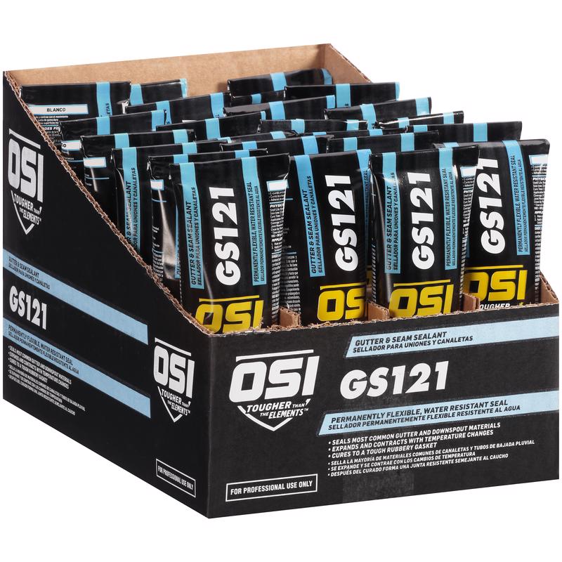 OSI GS121 White Synthetic Rubber Gutter and Seam Sealant 5 oz, Pack of 24