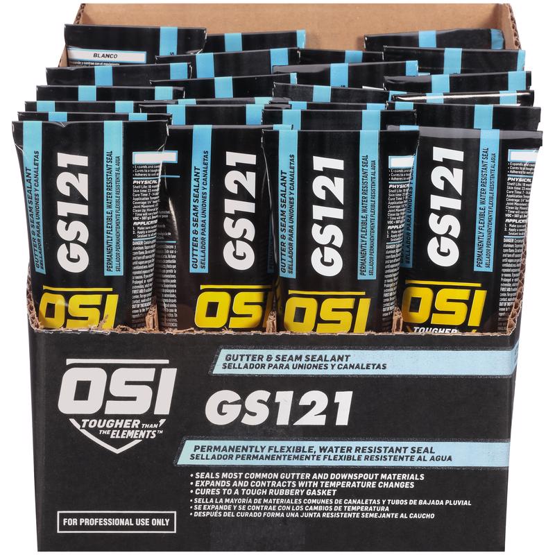 OSI GS121 White Synthetic Rubber Gutter and Seam Sealant 5 oz, Pack of 24