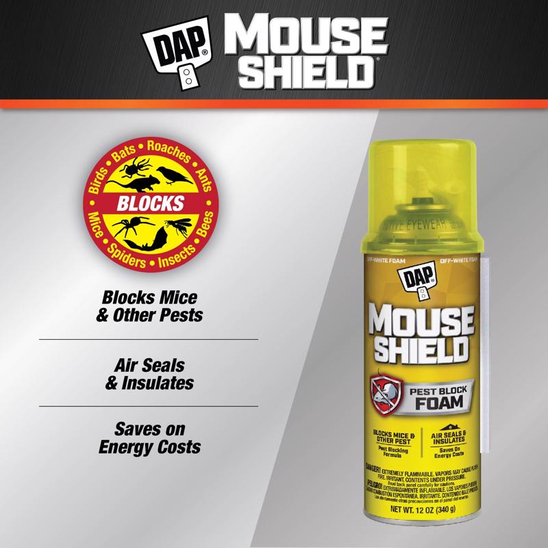 Touch 'n Foam Mouse Shield Off White Polyurethane Foam Foam Sealant 12 oz, Pack of 6