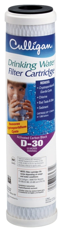 Culligan D-30A Replacement Water Filter, For: Culligan US-600A Undersink Drinking Water Filtration, 2-3/8 in Dia