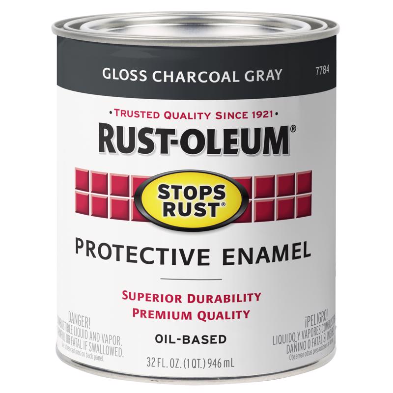 Rust-Oleum Stops Rust Indoor and Outdoor Gloss Charcoal Gray Oil-Based Protective Paint 1 qt