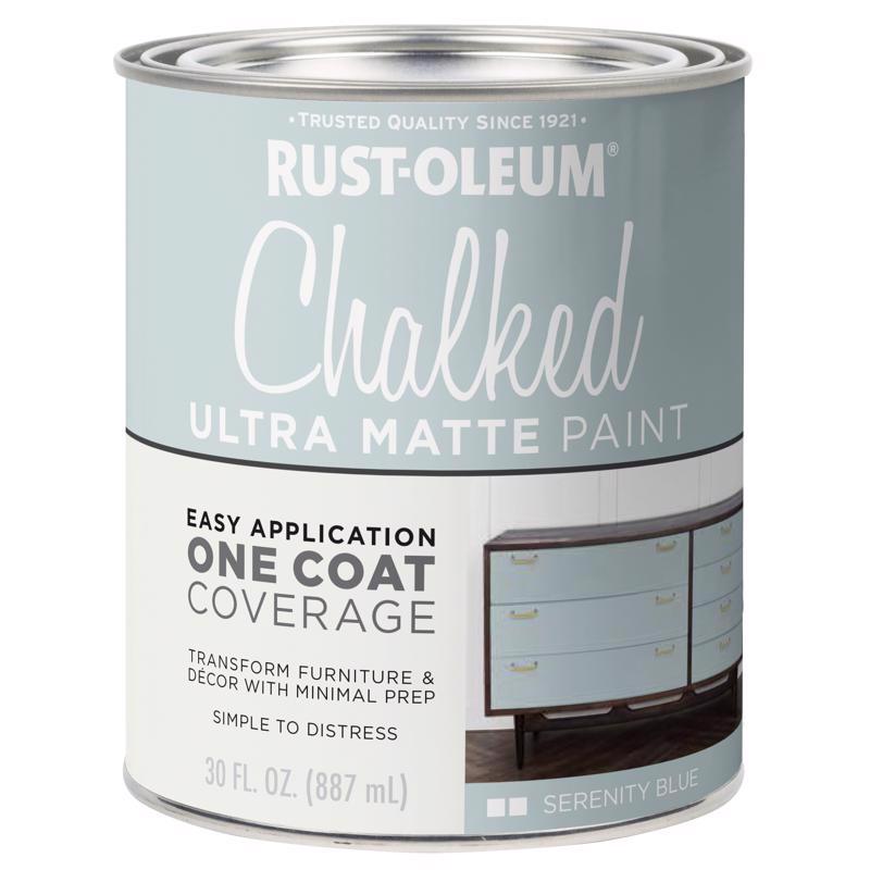 Rust-Oleum Chalked Ultra Matte Serenity Blue Water-Based Acrylic Chalk Paint 30 oz, Pack of 2