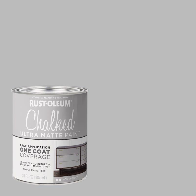 Rust-Oleum Chalked Ultra Matte Aged Gray Water-Based Acrylic Chalk Paint 30 oz, Pack of 2