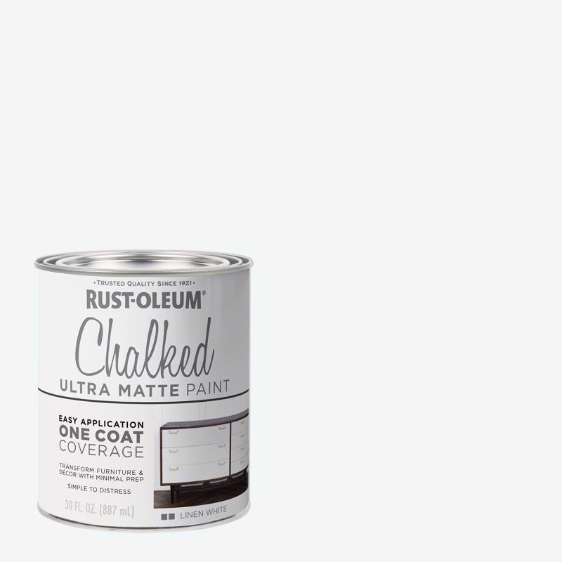 Rust-Oleum Chalked Ultra Matte Linen White Water-Based Acrylic Chalk Paint 30 oz, Pack of 2
