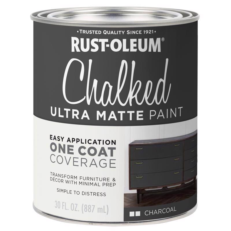 Rust-Oleum Chalked Ultra Matte Charcoal Water-Based Acrylic Chalk Paint 30 oz, Pack of 2