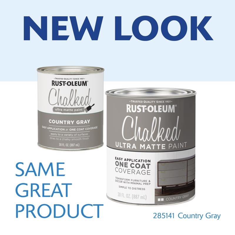 Rust-Oleum Chalked Ultra Matte Country Gray Water-Based Acrylic Chalk Paint 30 oz, Pack of 2