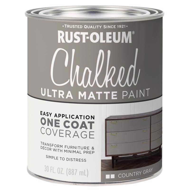 Rust-Oleum Chalked Ultra Matte Country Gray Water-Based Acrylic Chalk Paint 30 oz, Pack of 2