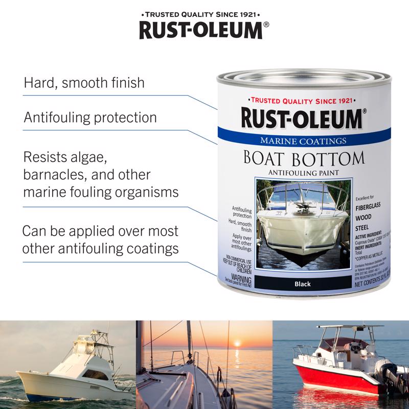 Rust-Oleum Marine Coatings Outdoor Flat Black Epoxy Antifouling Paint 1 qt