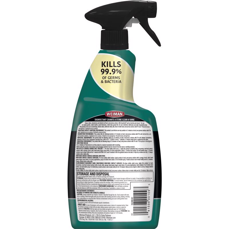 Weiman Citrus Scent Granite Cleaner and Polish 24 oz Liquid, Pack of 6