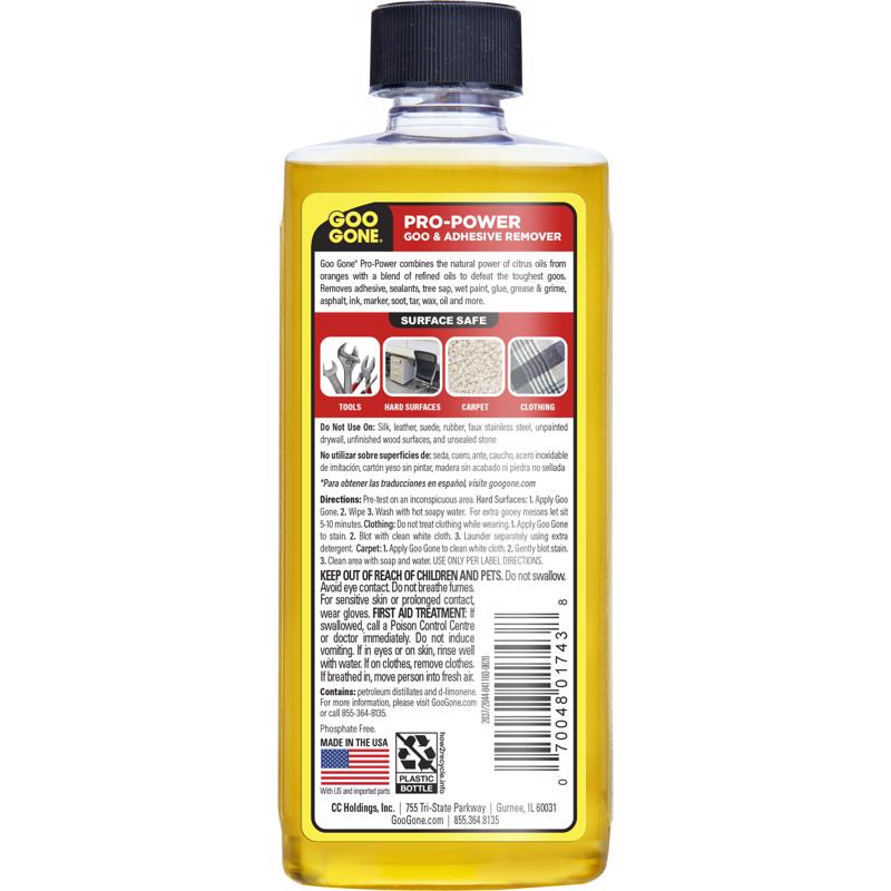 Goo Gone Pro-Power Liquid Adhesive Remover 8 oz, Pack of 12