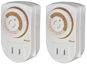 Woods 50006 Programmable Mechanical Timer, 15 A, 125 V, 1875 W, 24 hr Time Setting, 24 On/Off Cycles Per Day Cycle